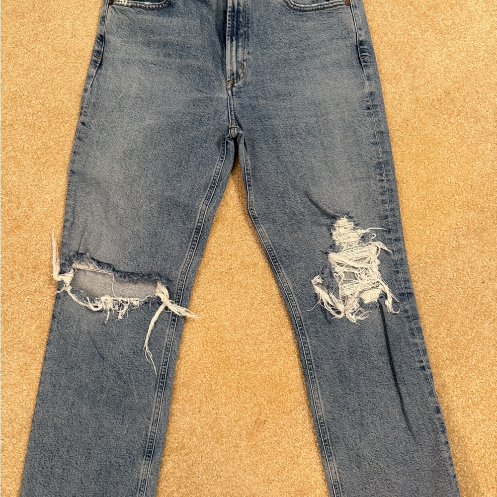 Distressed Blue Jeans